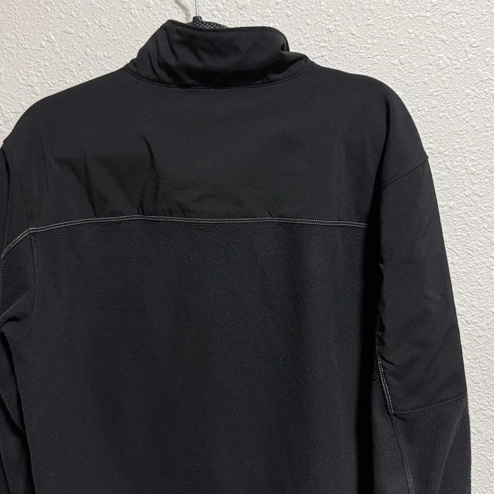 The North Face Mens Black Quarter Zip Fleece Pullover Jacket Medium Chest Pocket